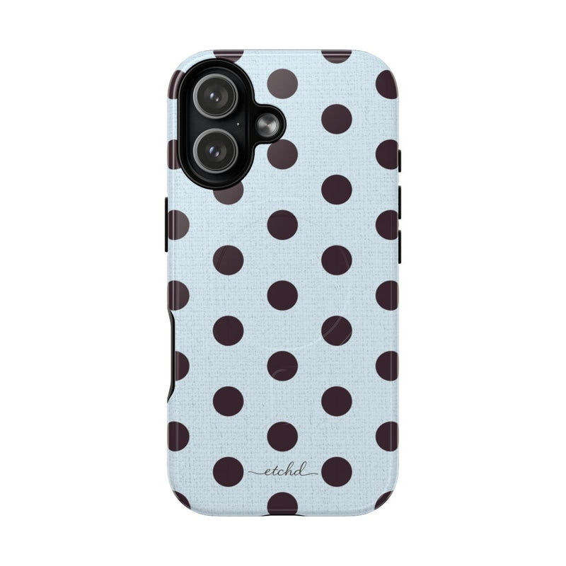 Plum & Blue Polka Dot Magnetic Phone Case by etchd, view 25