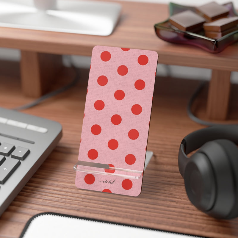 Poppy & Blush Polka Dot Soporte para móvil de etchd, vista 3