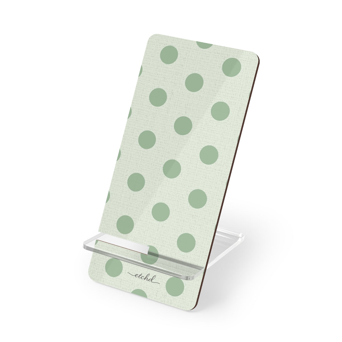 Sage & Cream Polka Dot Phone Stand by etchd