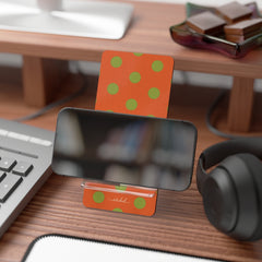 Wasabi & Persimmon Polka Dot Phone Stand by etchd, view 4