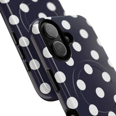 White & Navy Polka Dot Magnetic Phone Case by etchd, view 87