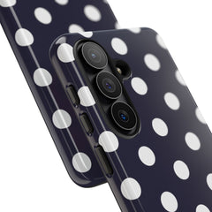 White & Navy Polka Dot Phone Case by etchd, view 209