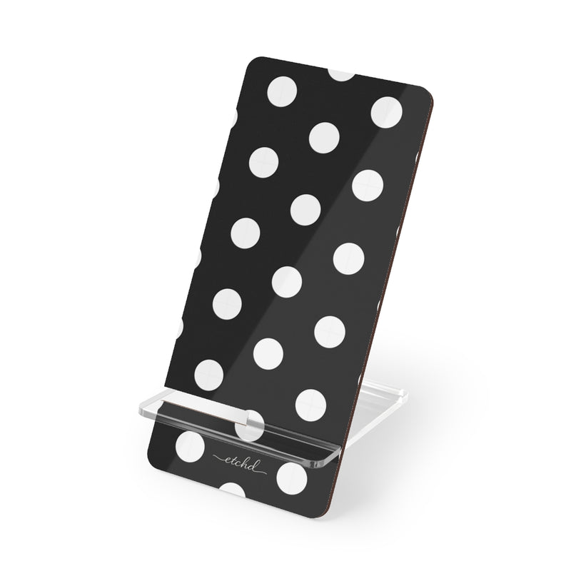 White & Black Polka Dot Supporto per telefono di etchd