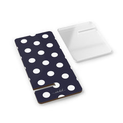 White & Navy Polka Dot Supporto per telefono di etchd, vista 2